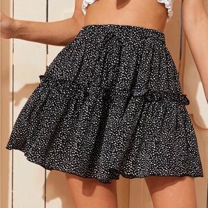 Shein Confetti Print Frill Trim Mini Skirt Size L